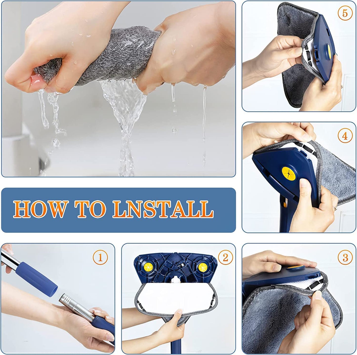 360° Rotating Triangle Mop – Reach Every Corner with Ease
