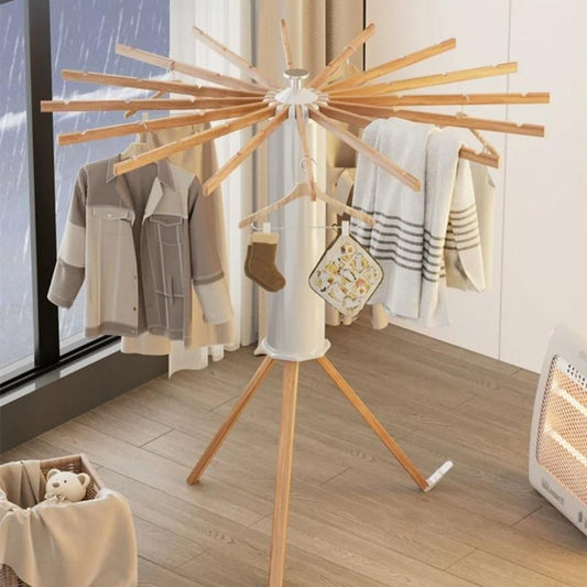 Foldable Wooden Clothes Drying Rack-Wevllo