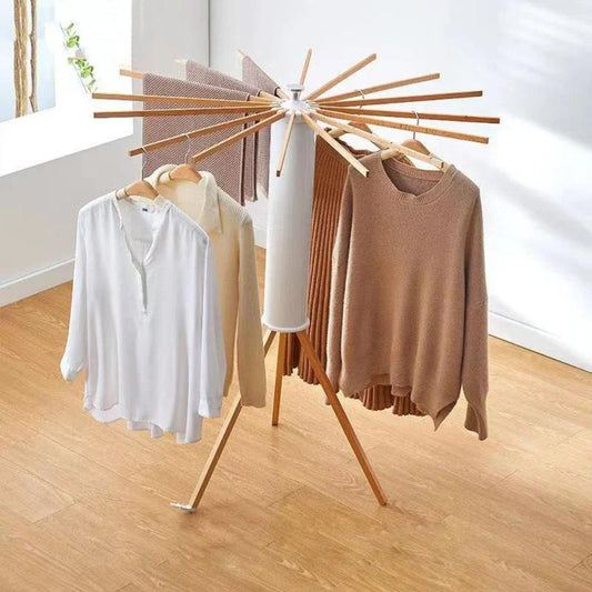 Foldable Wooden Clothes Drying Rack-Wevllo