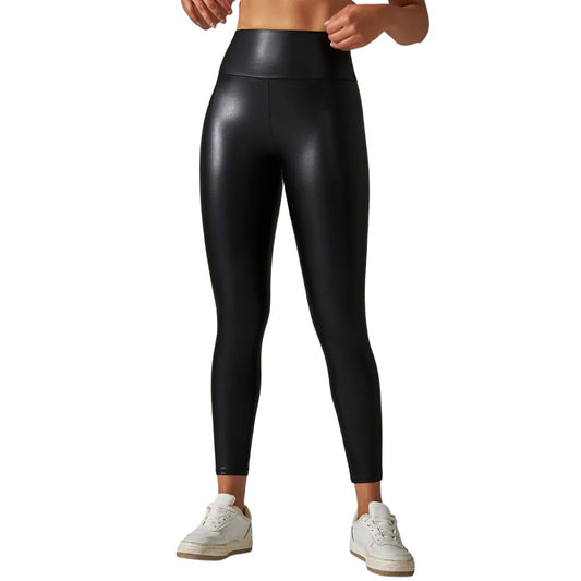 High-Waisted Faux Leather Leggings-Wevllo