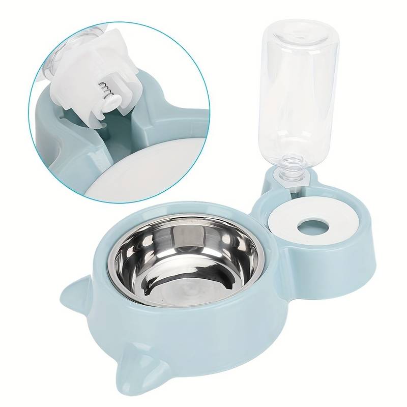 Automatic Pet Water and Food Dispenser – Stainless Steel Bowl with Fountain