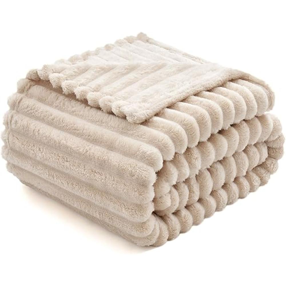 Plush Striped Fleece Blanket-Wevllo