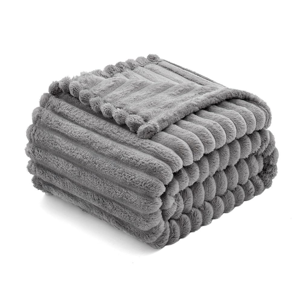Plush Striped Fleece Blanket-Wevllo